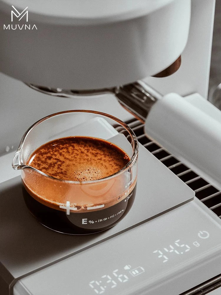 MUVNA Espresso Coffee Measuring Cups Clear Glass 100ml With Scale Home