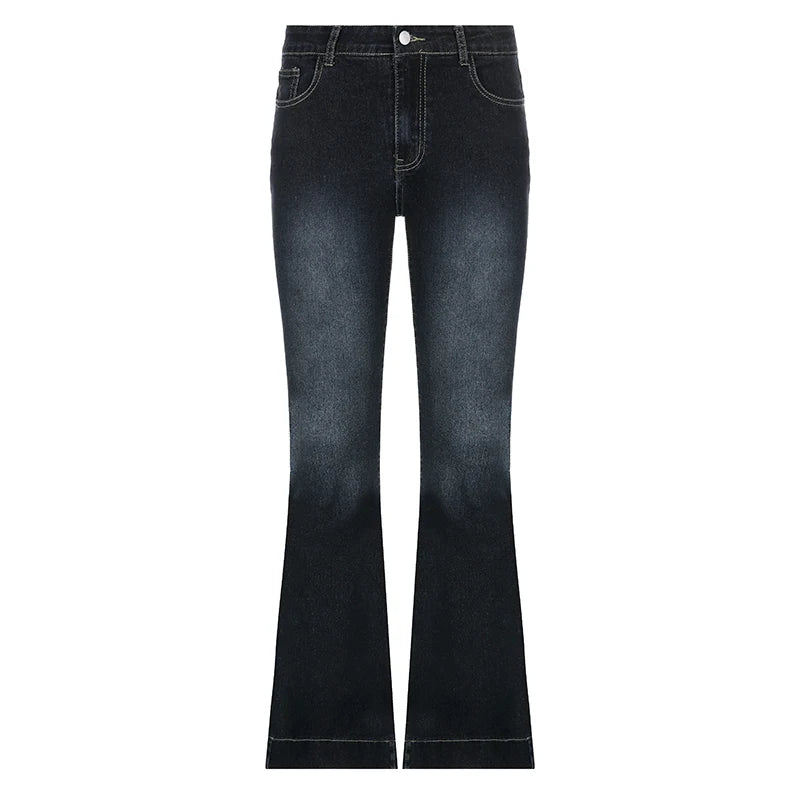 CIBBAR y2k Flare Jeans Casual Low Rise Cute Trousers Aesthetic