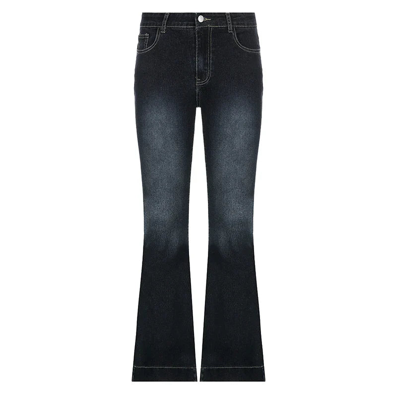 CIBBAR y2k Flare Jeans Casual Low Rise Cute Trousers Aesthetic