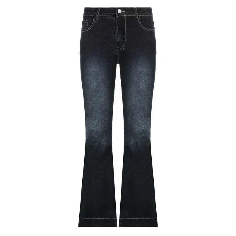 CIBBAR y2k Flare Jeans Casual Low Rise Cute Trousers Aesthetic