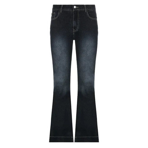 CIBBAR y2k Flare Jeans Casual Low Rise Cute Trousers Aesthetic