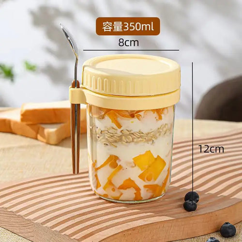 1pcs Overnight Oats Container Milk Fruit Salad Food Storage Glass Jars