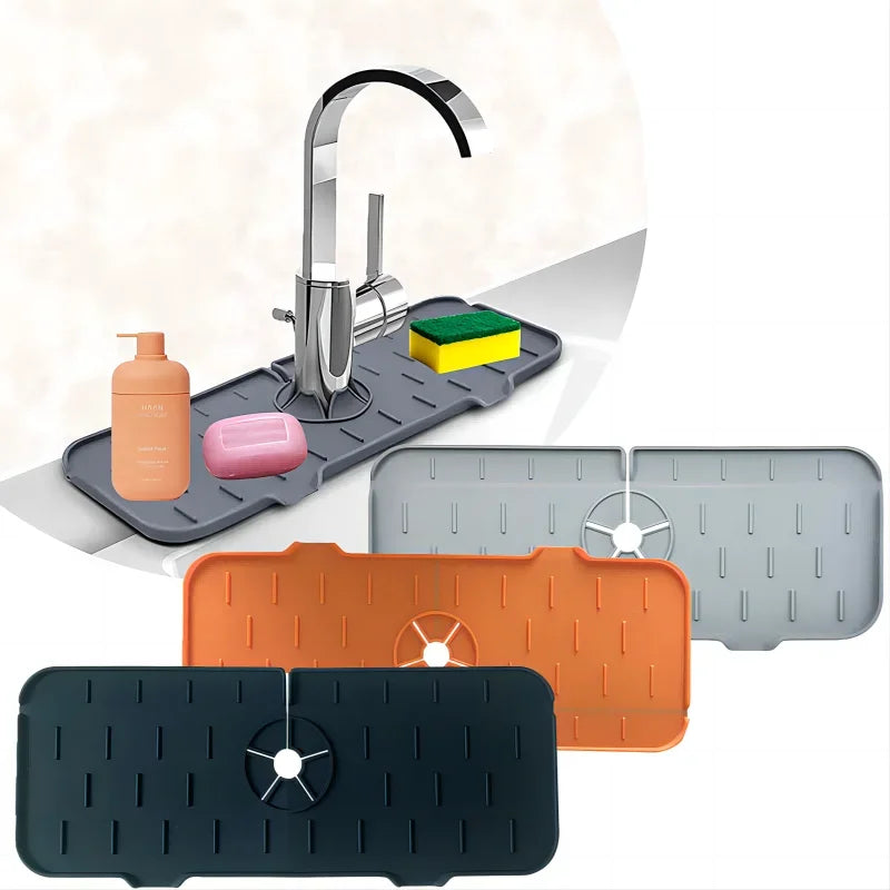 Kitchen Silicone Faucet Absorbent Mat Sink Splash Catcher Countertop