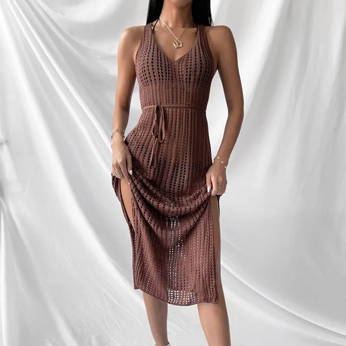 New Sexy S - 3XL Fringe Tassel Knitted Crochet Tunic Beach Cover Up