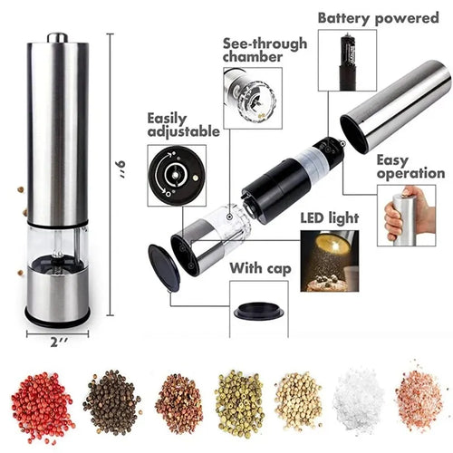 1PC Stainless Steel Electric Pepper Grinder Spices Sea Salt Kitchen