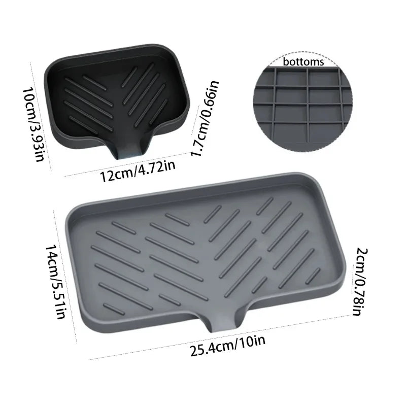 Kitchen Sink Sponge Holder Silicone Soap Dish Bar Soap Holder Self