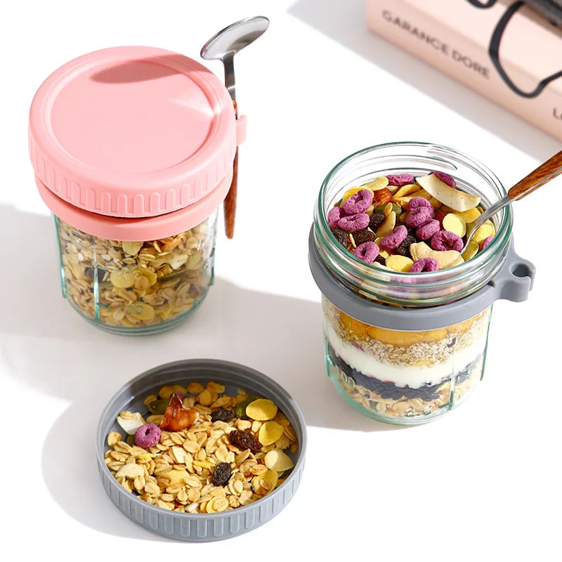 1pcs Overnight Oats Container Milk Fruit Salad Food Storage Glass Jars