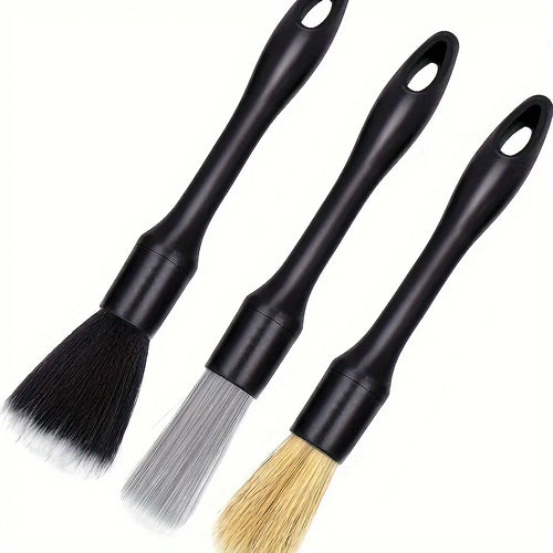 3PCS Automotive Interior Detail Brush Set Soft Synthetic Wool