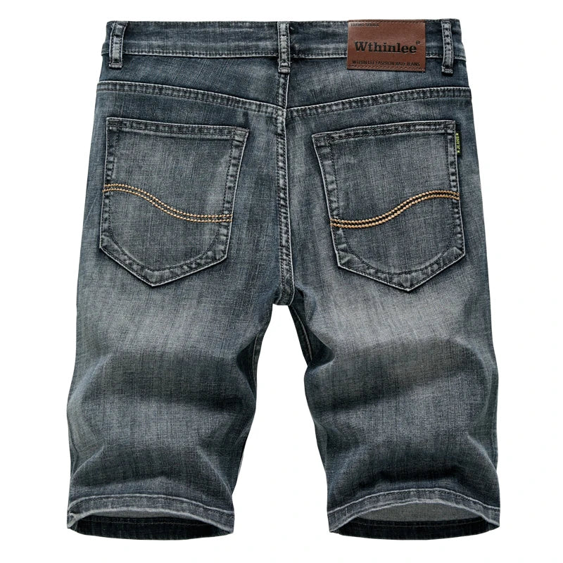 Summer Shorts Jeans Men Denim Pants Stretch Dark Blue Fashion Design