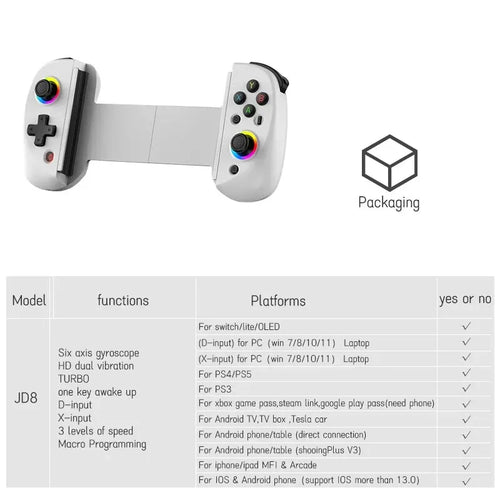 VILCORN D8 Gaming Dual Hall Flexible RGB Controller Streaming Gamepad