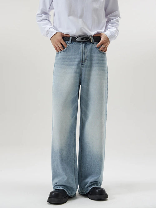 4 Colors Autumn Vintage Distressed Men's Baggy Straight Jeans Fashion