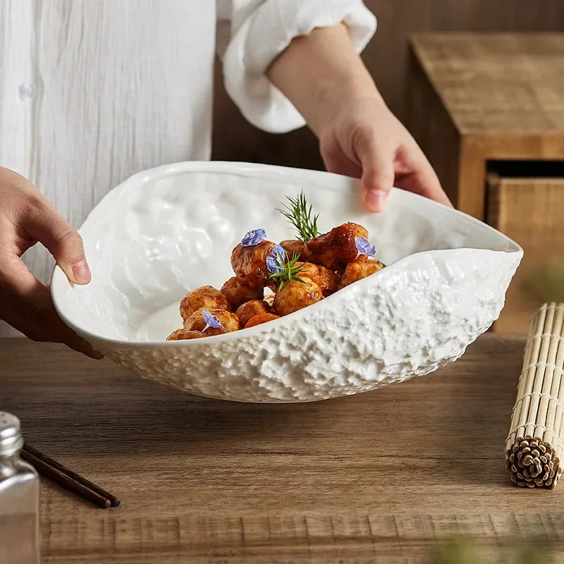 Creative White Plate Ceramic Tableware Restaurant Pasta Plate