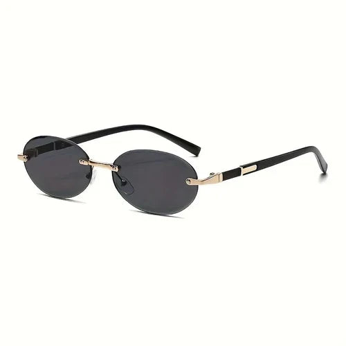Oval Frameless Women'S Fashion Glasses Metal Frame Hip-Hop Trendy