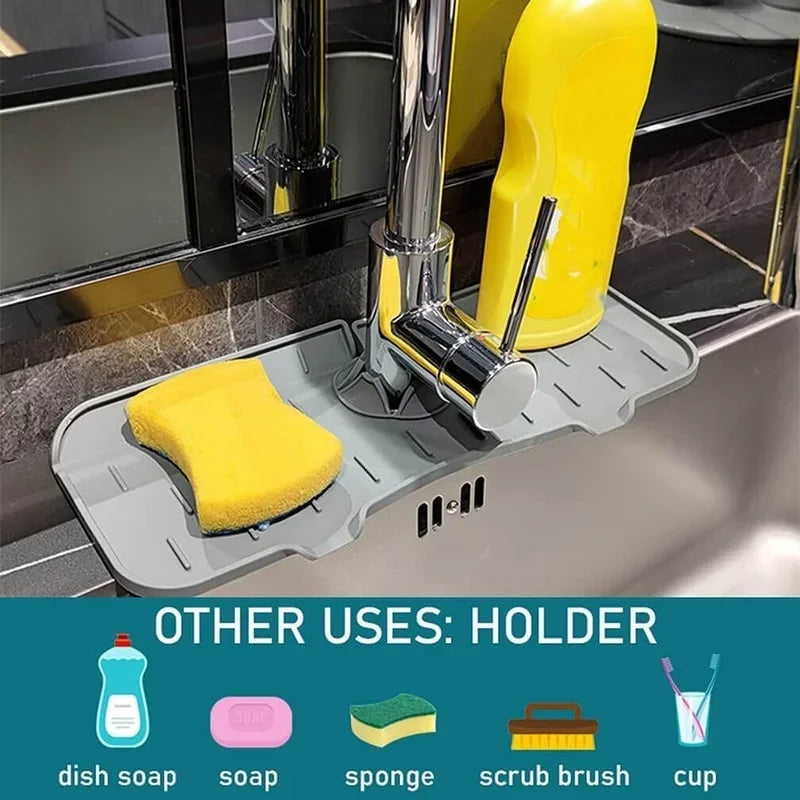 Kitchen Silicone Faucet Absorbent Mat Sink Splash Catcher Countertop