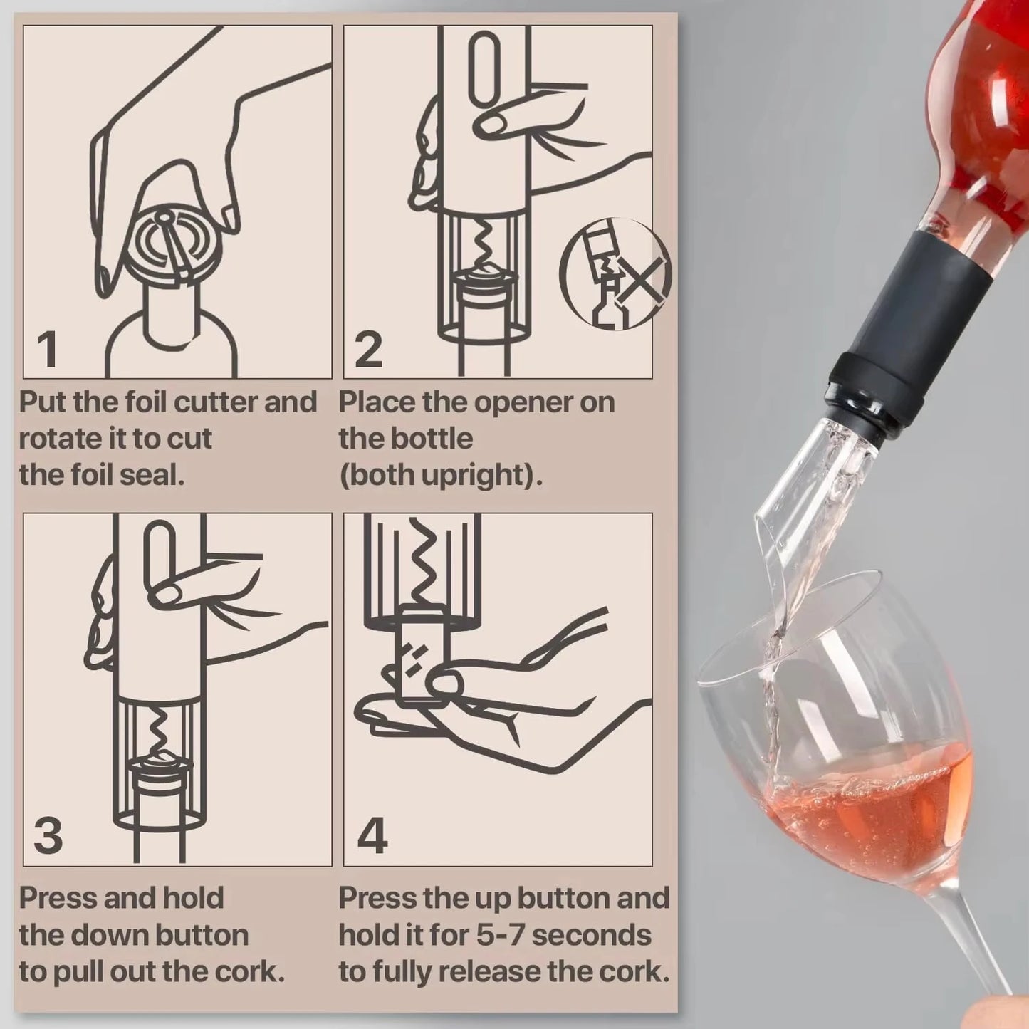 Electric Wine Bottle Opener Automatic Red Wine Corkscrew Rechargeable