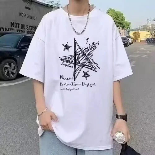 【 M-8XL 】 Summer limited edition men's oversized T-shirt Line stars