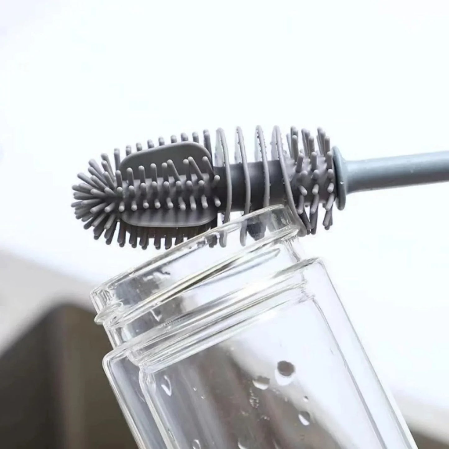 1/ 2PCS Silicone Cup Brush Glass Cleaner Kitchen Clean Tool Long