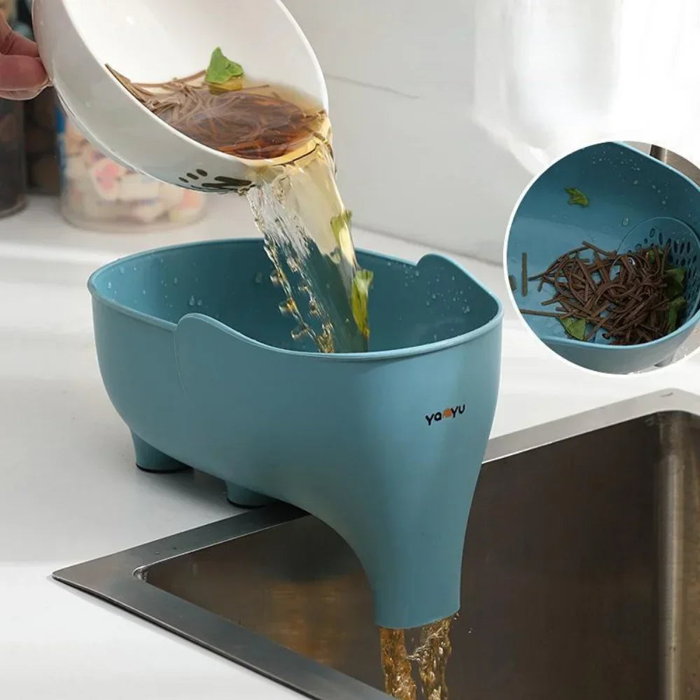 Sink Strainer Elephant Sculpt Leftover Drain Basket Fruit and