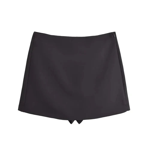 TFMLN New Spring Women Solid Skort Fashion Causal Side Zipper Mini