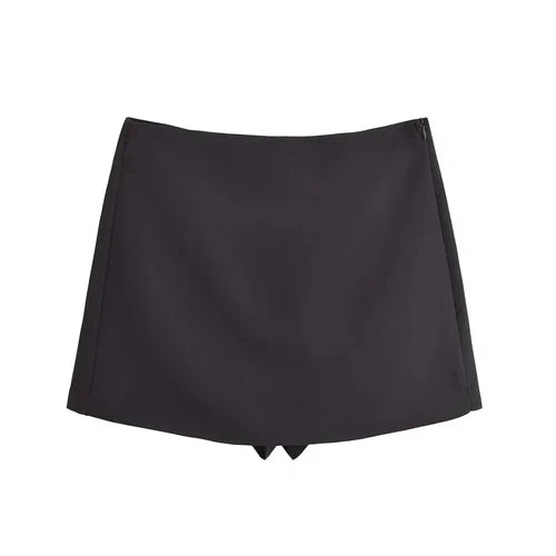 TFMLN New Spring Women Solid Skort Fashion Causal Side Zipper Mini