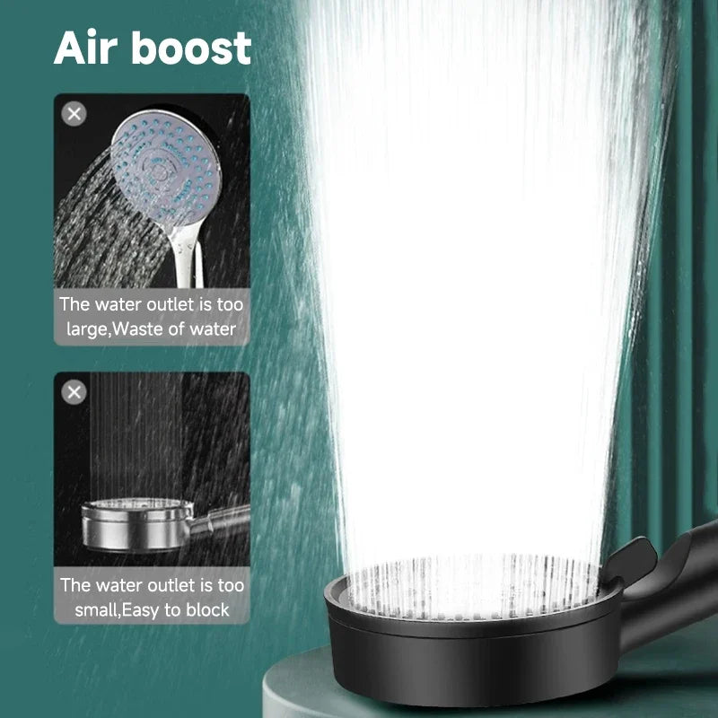 5 Modes Pressure Boost Shower Head Multifunction Adjustable Large