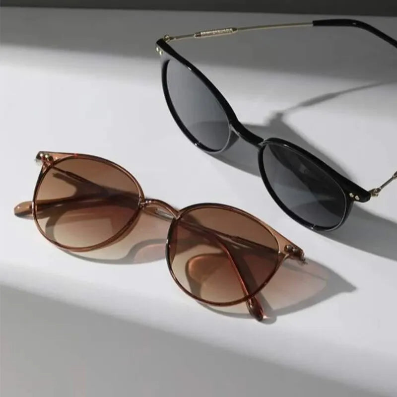 2 Pairs Per Set Small Round Sunglasses Women Cute Skinny Cat Eye