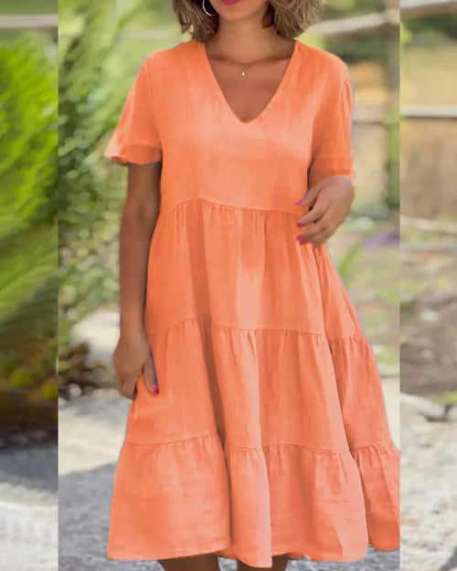 Cotton And Linen Casual Women's Dresses 2023 Spring/Summer Sweet