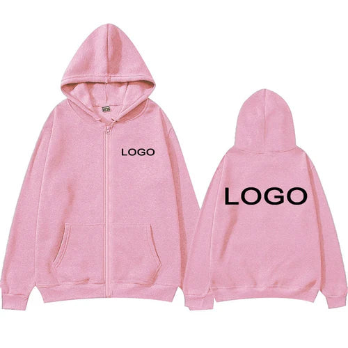 Customized Printed Men Women Zipper Up Hoodie Loose Casual Clothing