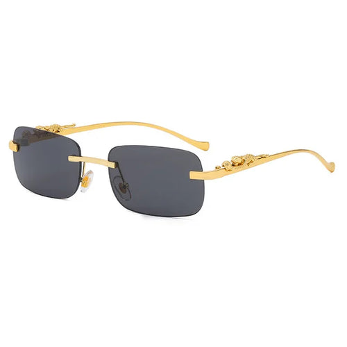 Rectangular Sunglasses With Metal Hinge,Frameless For Men and Women,