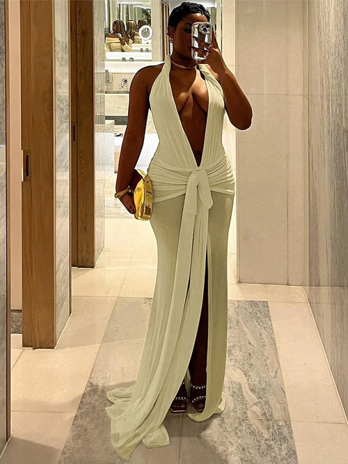 Nibber Elegant Peach Buttocks Sexy Dress Women Halter 2025 Summer Sexy