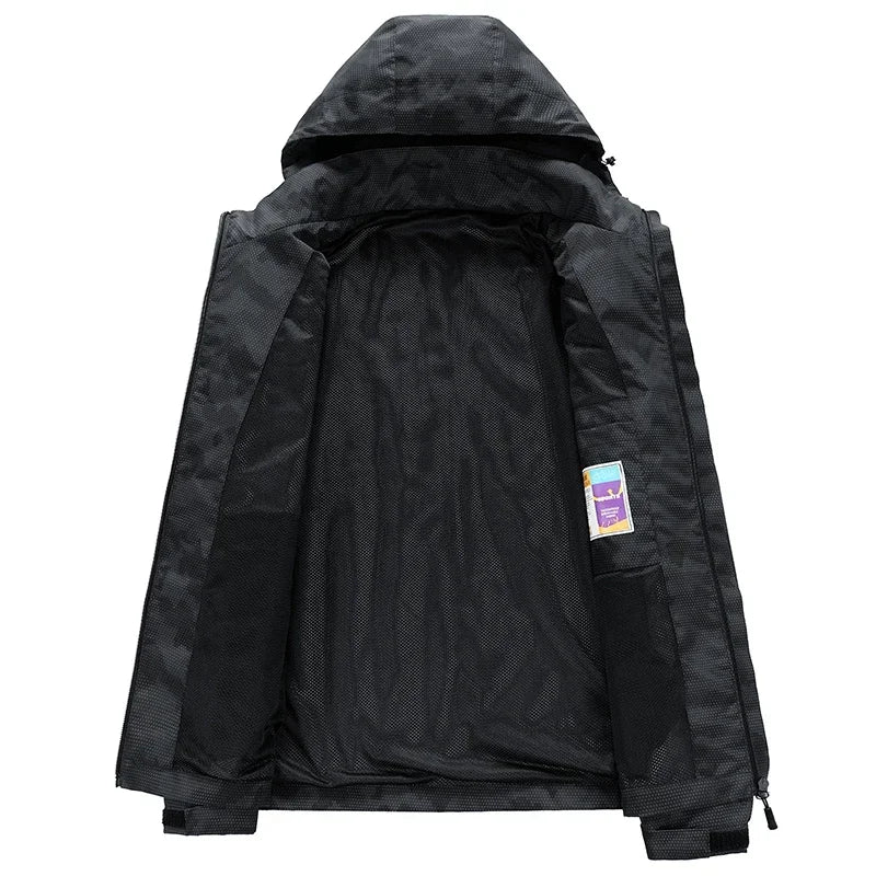 Hooded Hiking Jacket Men Outdoor Bomber Jackets Waterproof Windbreaker