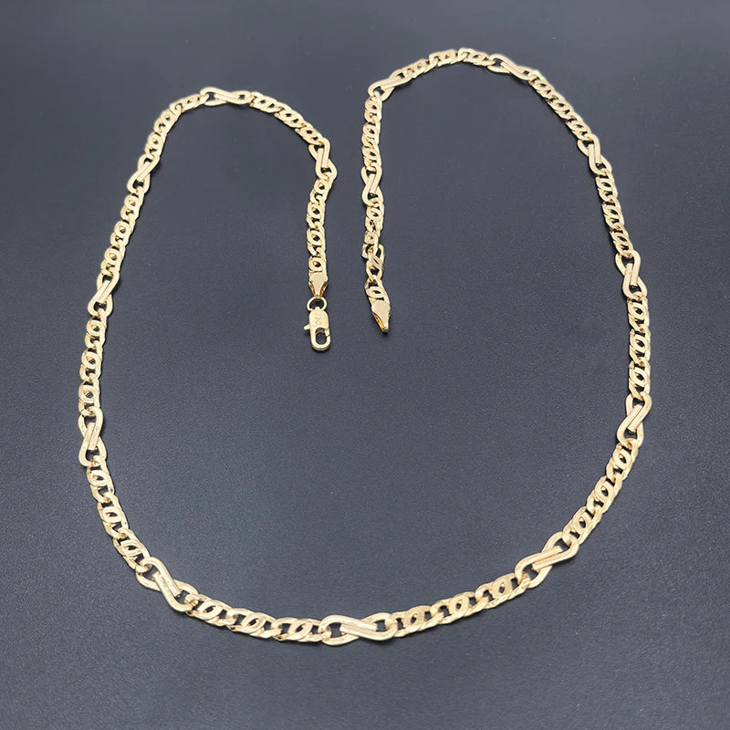 Italian Curb Link Chain Statement Necklace For Women Men 8-shaped