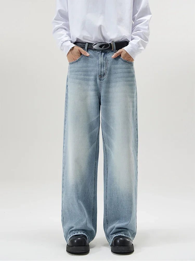4 Colors Autumn Vintage Distressed Men's Baggy Straight Jeans Fashion