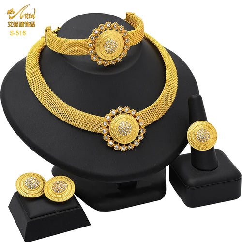 ANIID Dubai 24k Gold Plated Jewelry Set For Women Bridal Ethiopian