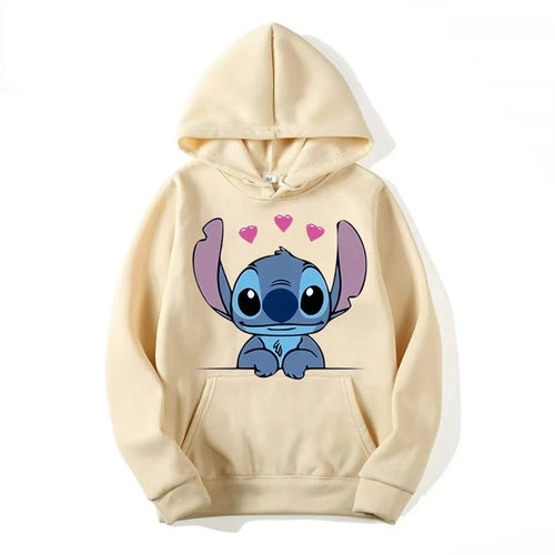 Disney Stitch Cartoon Anime Women Pullover Spring Autumn Men Oversized