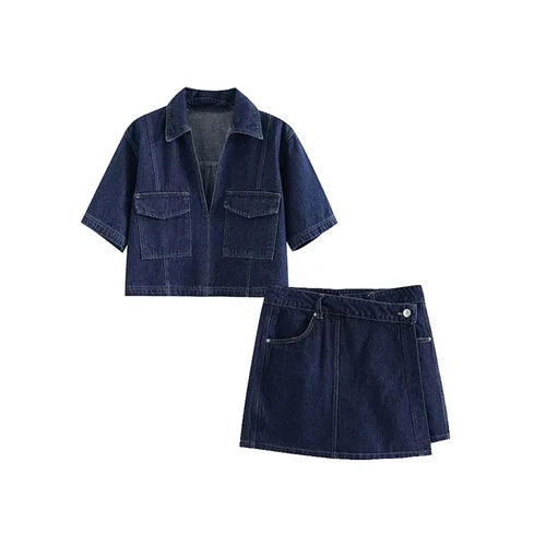 TRAF 2024 Women's Fashion Flip Pocket Decoration Short Flip Collar