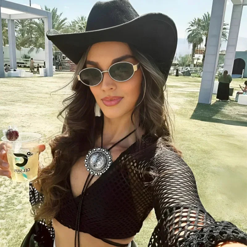 New Oval Frame Sun Protection Sunglasses Retro Travel Wear Simple UV