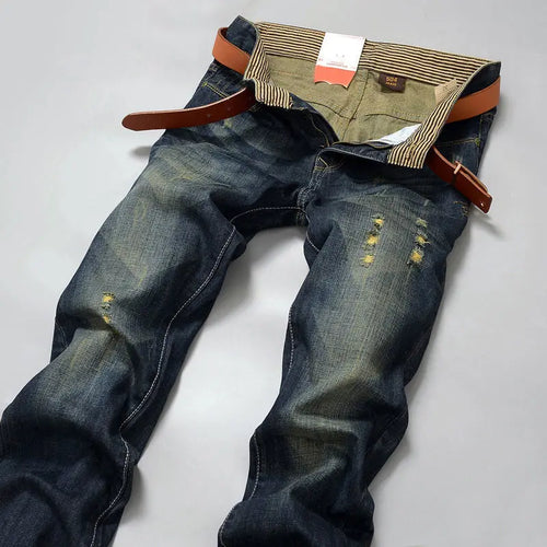 New Men's Spring Autumn Jeans Classic Male Skinny Straight Stretch