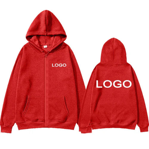 Customized Printed Men Women Zipper Up Hoodie Loose Casual Clothing