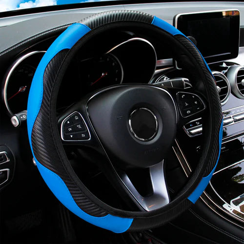 PU Carbon Fiber Leather Car Steering Wheel Cover without Inner Ring