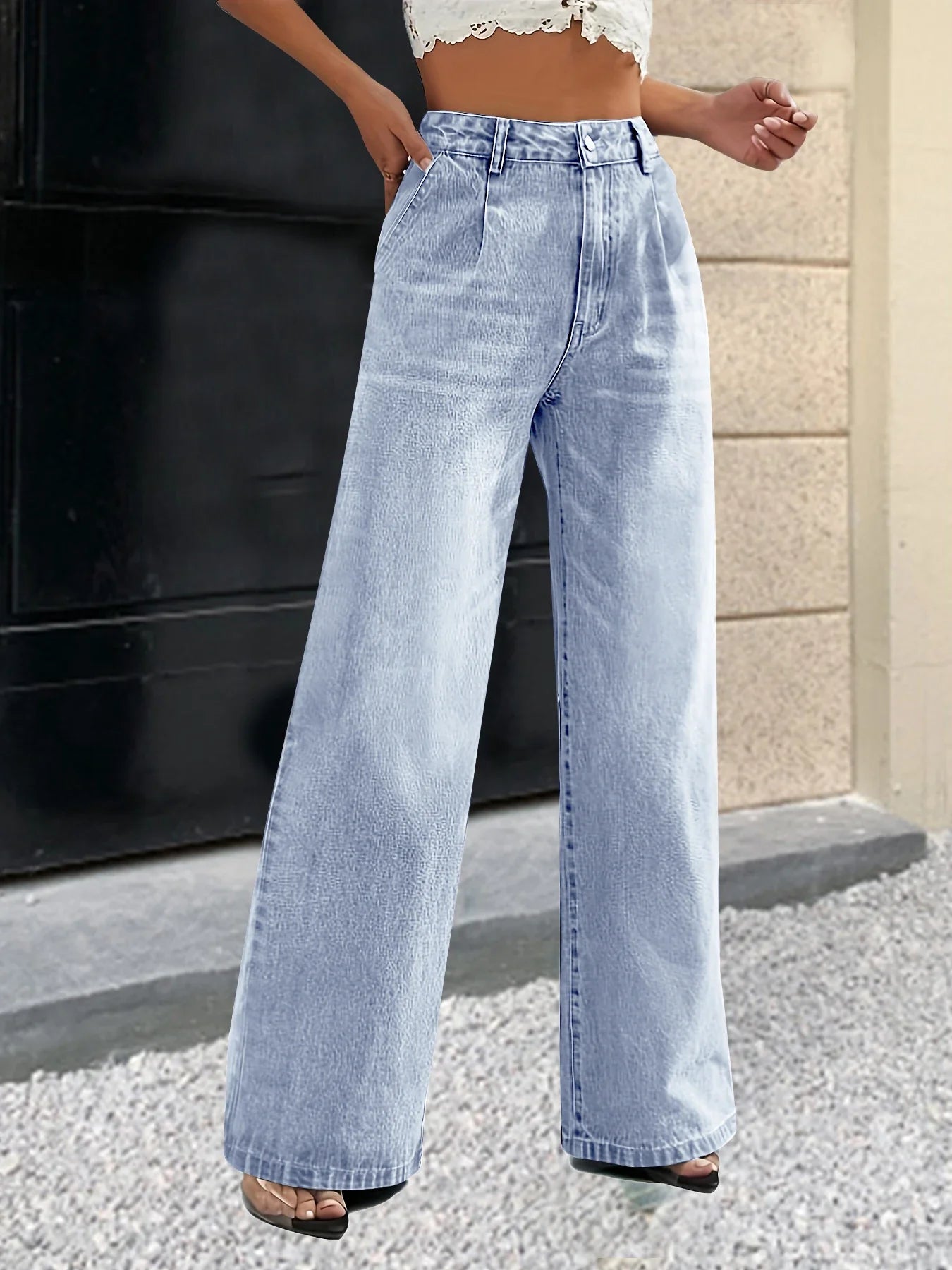 2024 new women's cross-border European and American style light blue