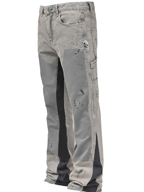 Y2k Jeans Men Painting Patch Baggy Stacked Jeans Fashion Work Wear