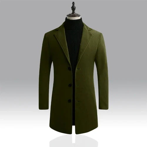 2024 Spring Autumn New Long Cotton Coat New Wool Blend Pure Color