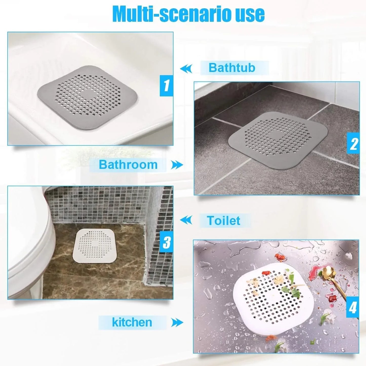 Sewer with Suction Cup, Floor Drain Mat, Kitchen, Bathroom, Anti