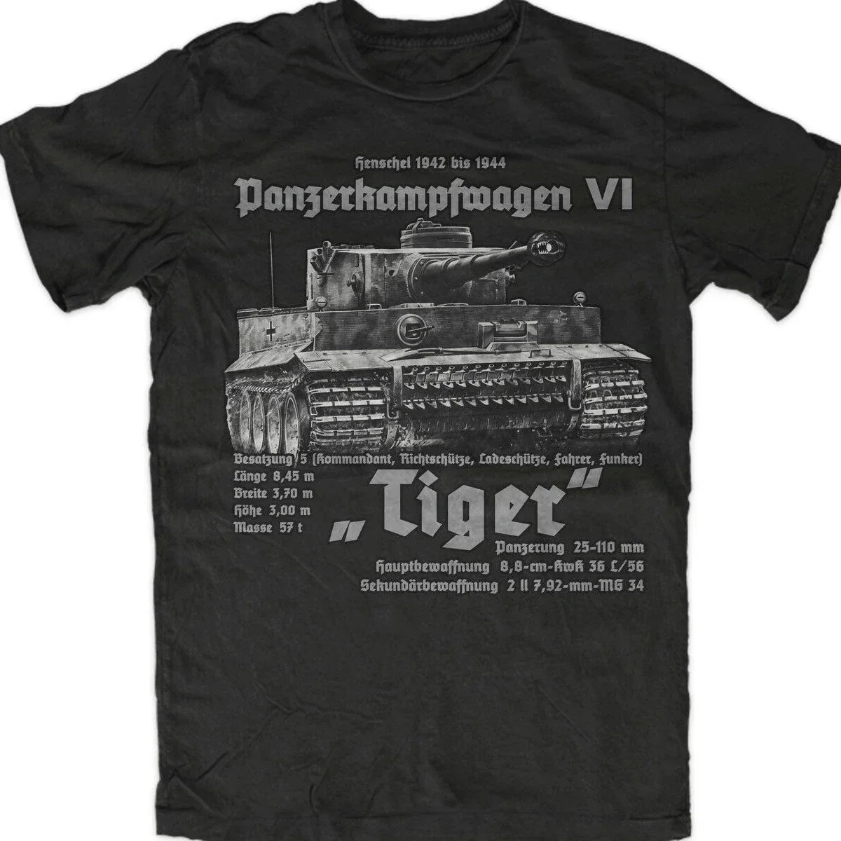WW2 Wehrmacht Tank Force King Tiger Tank T-Shirt. Summer Cotton Short