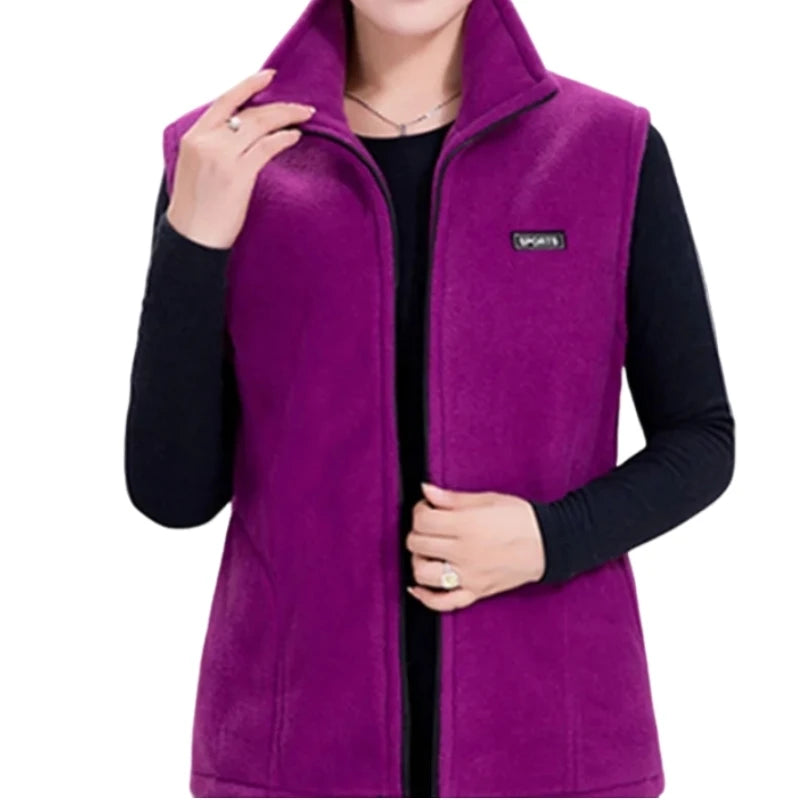 Plus Size Autumn Women Polar Fleece Fabric Vest Large Sleeveless