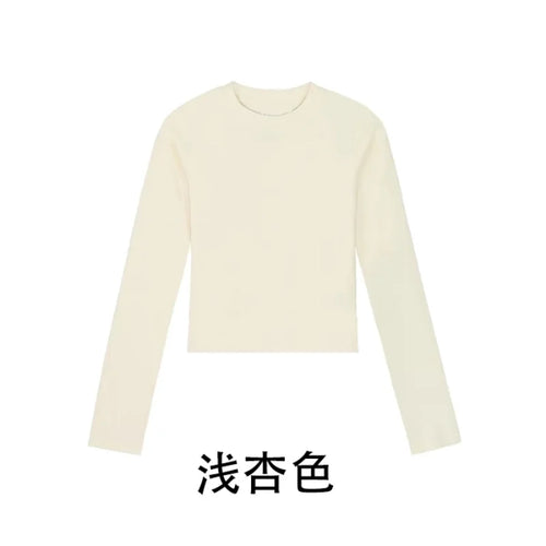Cotton O Neck Long Sleeve Shirt Women Sexy Cropped Tops 2024 Autumn