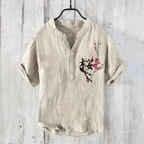 Henry Shirt-2024 men's new short sleeved casual T-shirt, printed in