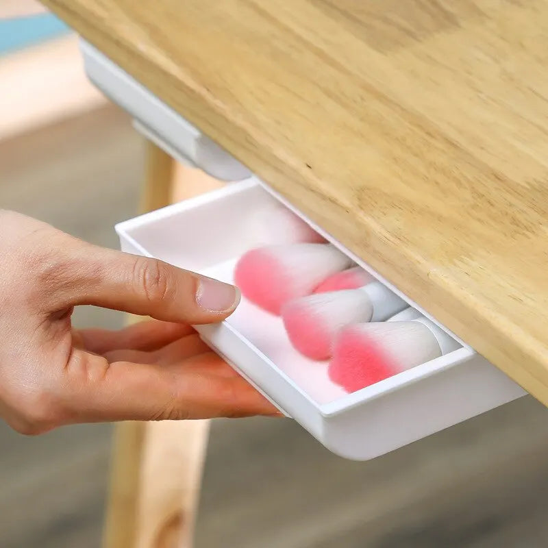 1pc White SelfAdhesive Storage Drawer Box Makeup Pencil Tray Desk