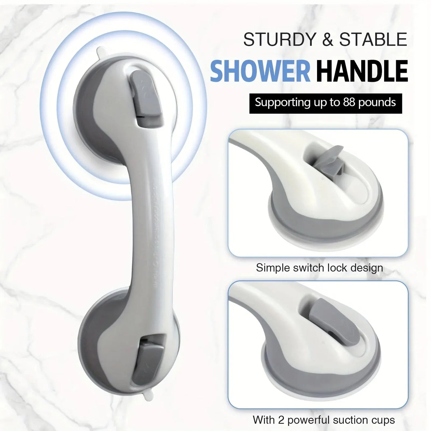 2pcs, Shower Handle, 12" Grab Bars For Bathtubs And Showers, Suction
